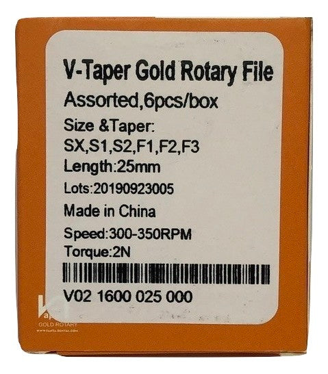 V TAPER GOLD ROTARY FILE AUTOCLAVABLE - Dentsupply SIA