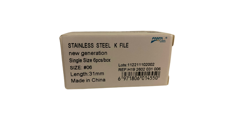 STAINLESS STEEL TIGER K FILE 6pcs/box, Capsule Box - Dentsupply SIA