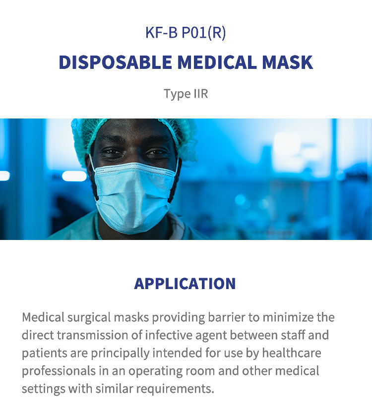 Medicīniskā ķirurģiskā sejas maska ​​KF-B P01(R) 50 gab./kast 