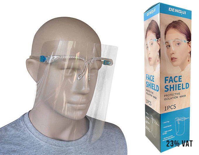 Protective face shield with a spectacle frame
