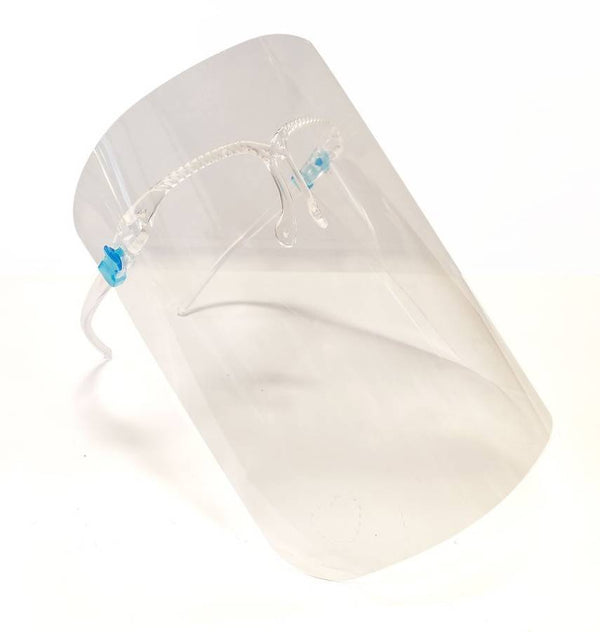 Protective face shield with a spectacle frame