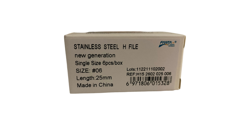 Stainless Steel File, H File, 25mm, 6pcs/box, Capsule Box - Dentsupply SIA