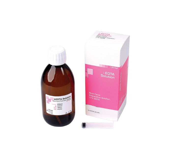 i-EDTA Solution Root Canal Preparation Solution, 17% EDTA, 250ml bottle with special connector, 3ml empty syringe